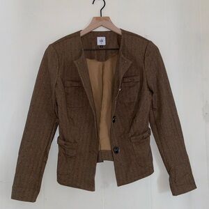 Cabi Penny Fleck Brown Herringbone Blazer